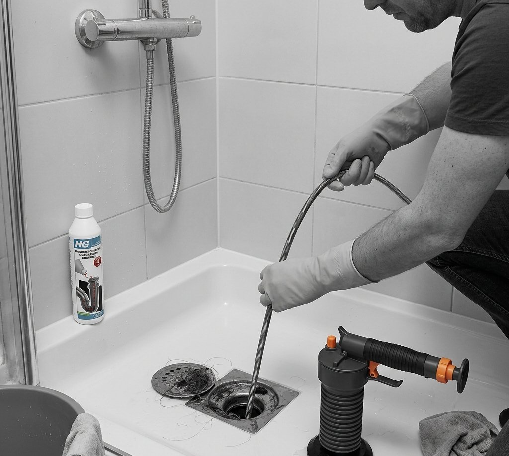 Douche ontstopping